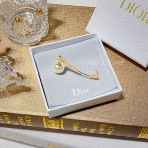No.2709-Christian Dior Tribales Multi Pearl Gold Star Dangle Earrings