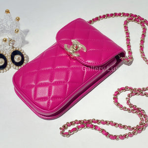 No.001470-2-Chanel Lambskin Phone Holder with Chain
