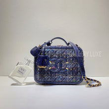 將圖片載入圖庫檢視器 No.3062-Chanel Tweed &amp; Elaphe Medium CC Filigree Vanity Case
