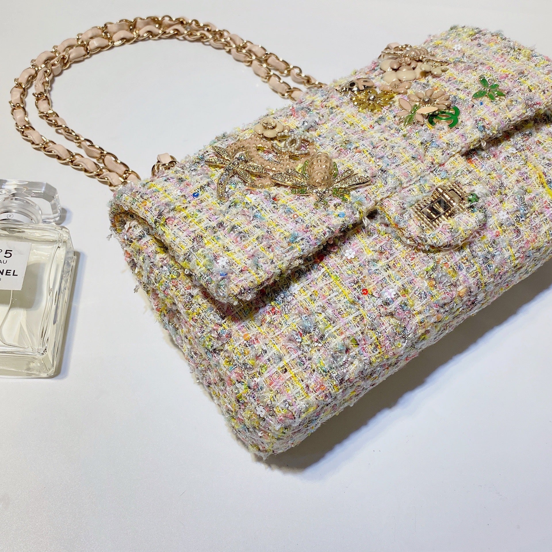 Chanel 2.55 Reissue Classic Flap Limited Garden Party 225 Double Tweed Bag