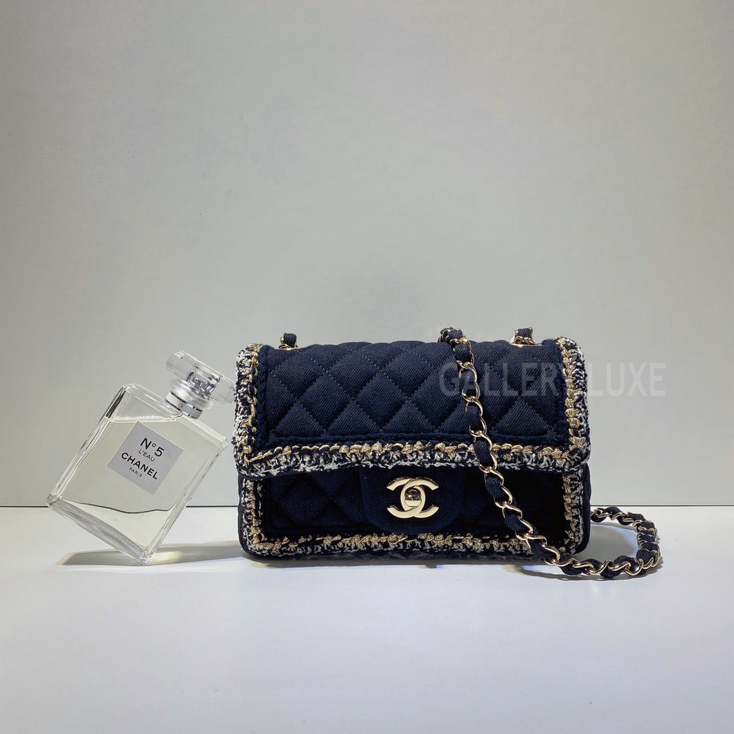 No.3068-Chanel Denim & Fabric Classic Flap Mini 20cm