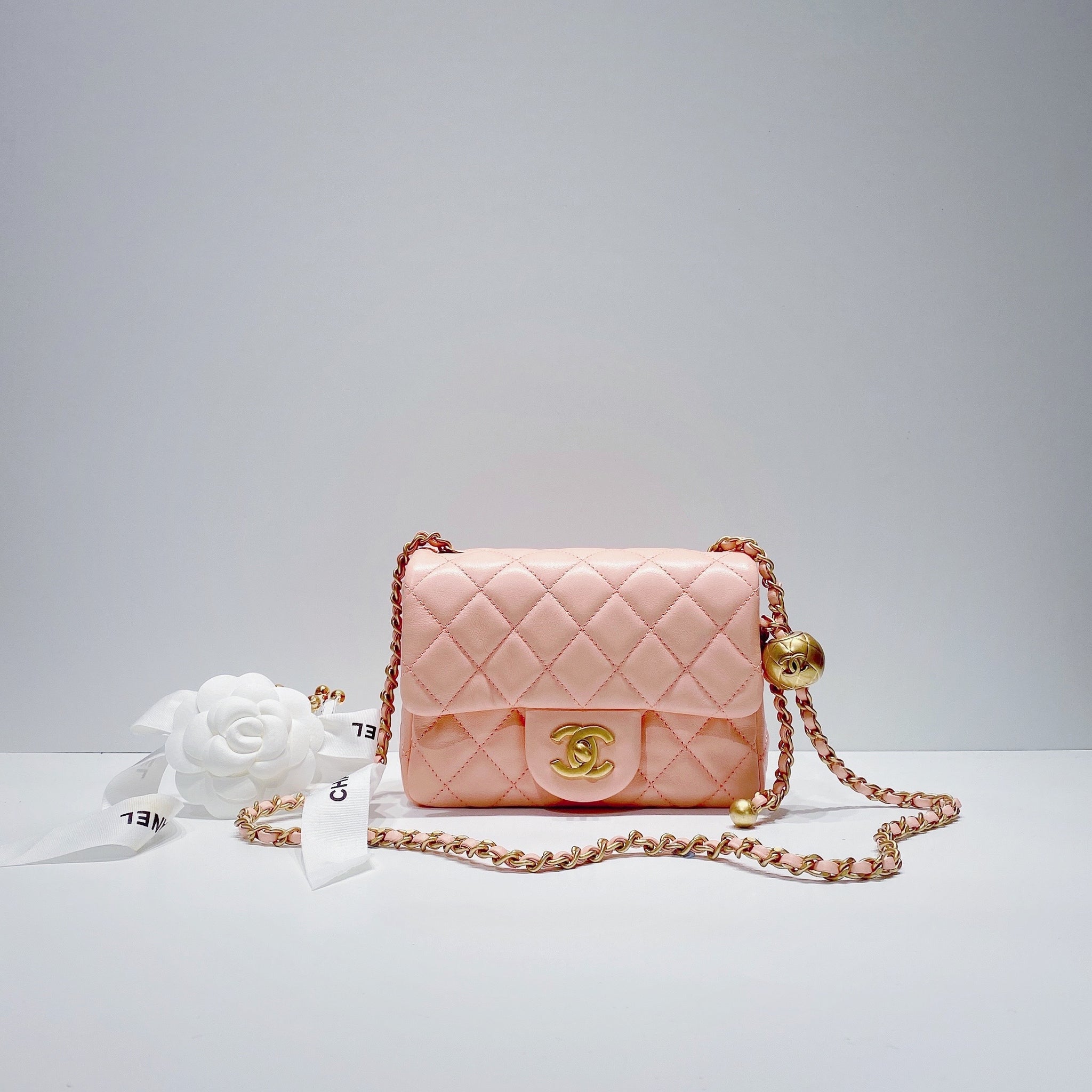 Chanel Mini Square Pearl Crush Flap Bag wTags  Grey Crossbody Bags  Handbags  CHA921534  The RealReal