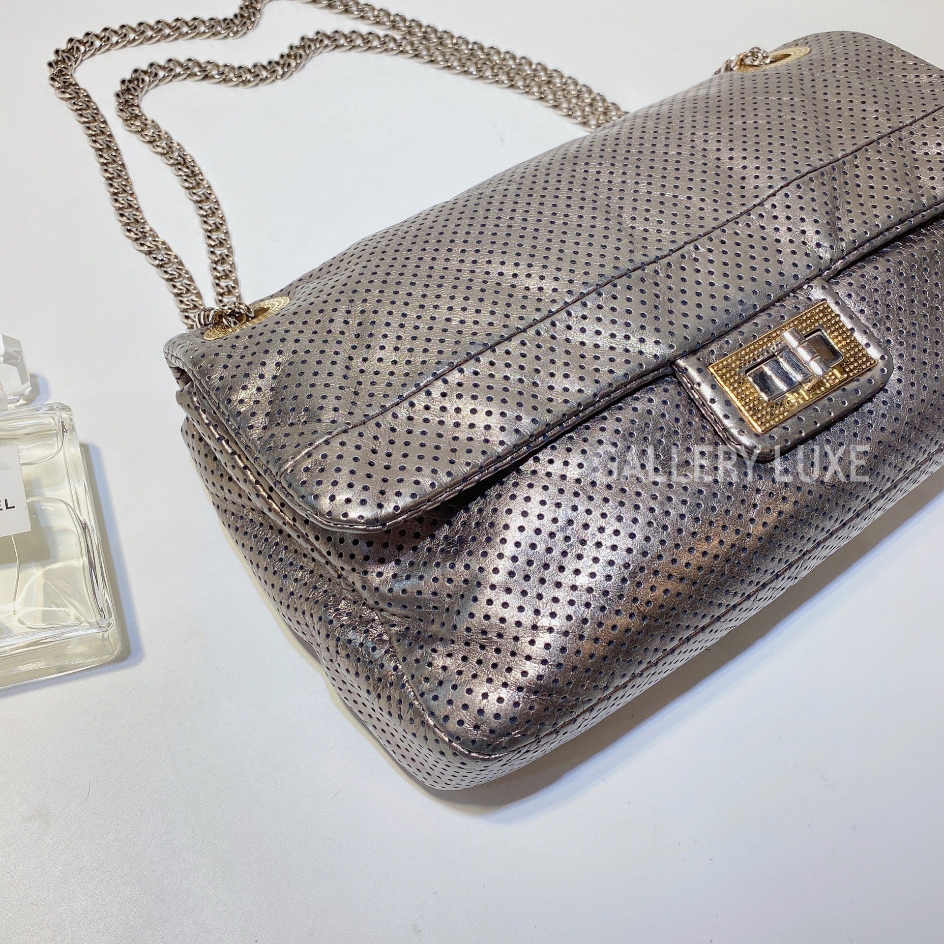 Chanel Drill Accordion Flap Bag Perforated Leather Small at 1stDibs