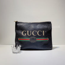 将图片加载到图库查看器，No.2765-Gucci Print Leather Portfolio Clutch Bag
