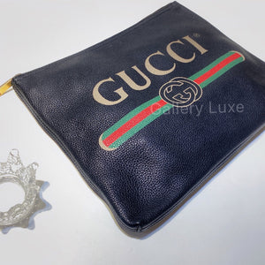 No.2765-Gucci Print Leather Portfolio Clutch Bag