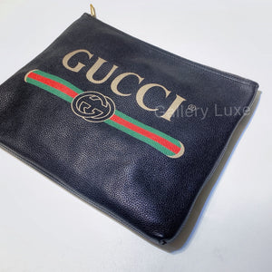No.2765-Gucci Print Leather Portfolio Clutch Bag
