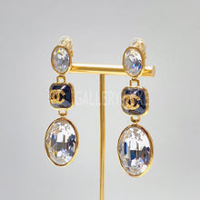 将图片加载到图库查看器，No.3093-Chanel Gold Drop Crystal Earrings
