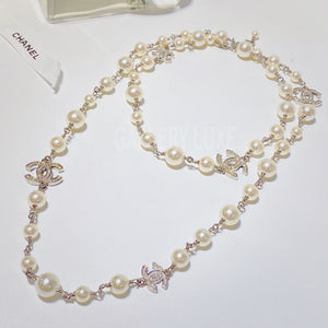 No.3092-Chanel Long Pearl & Crystal Necklace