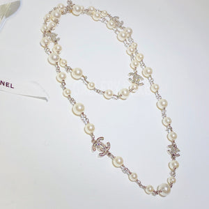 No.3092-Chanel Long Pearl & Crystal Necklace