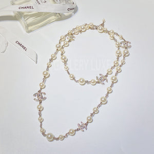 No.3092-Chanel Long Pearl & Crystal Necklace