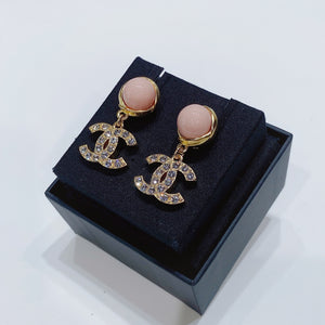 No.3732-Chanel Metal Crystal & Glass Pearls Coco Mark Earrings (Brand New / 全新貨品)