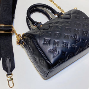 Louis Vuitton Speedy Bandouliere Bag Monogram Ink Embossed Lambskin BB  Black 635491