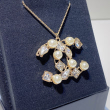 Load image into Gallery viewer, No.2770-Chanel Crystal Pearl Coco Mark Necklace
