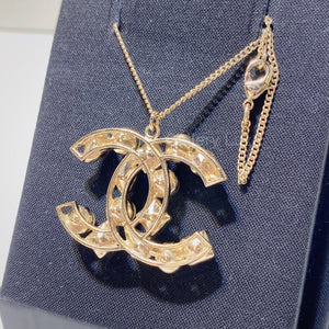 No.2770-Chanel Crystal Pearl Coco Mark Necklace